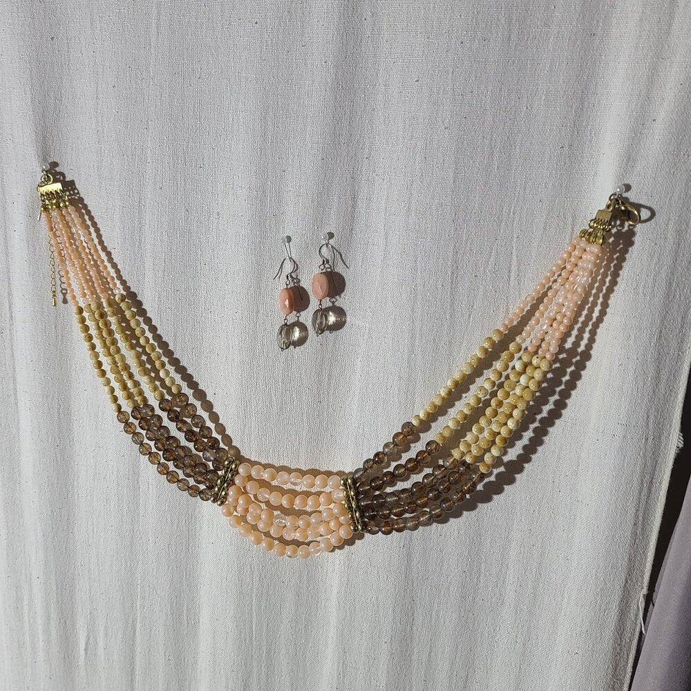 Beaded Necklace with Matching Earrings